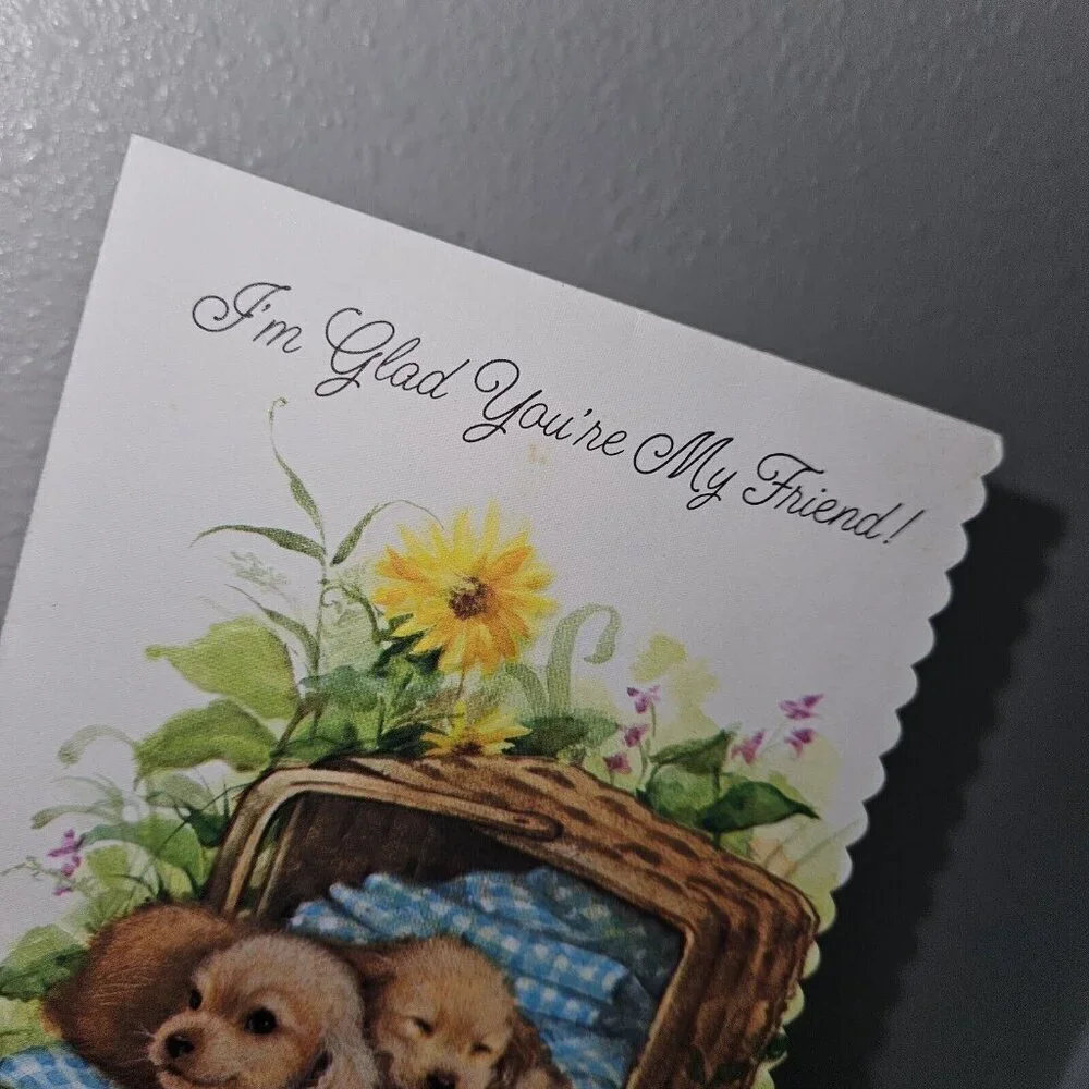 3 VTG Happy Birthday Greeting Cards Lot Floral Lake Birds Puppies NEVER USED